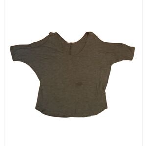 Acemi Batwing Open Shoulder Tee Shirt Dark Gray
